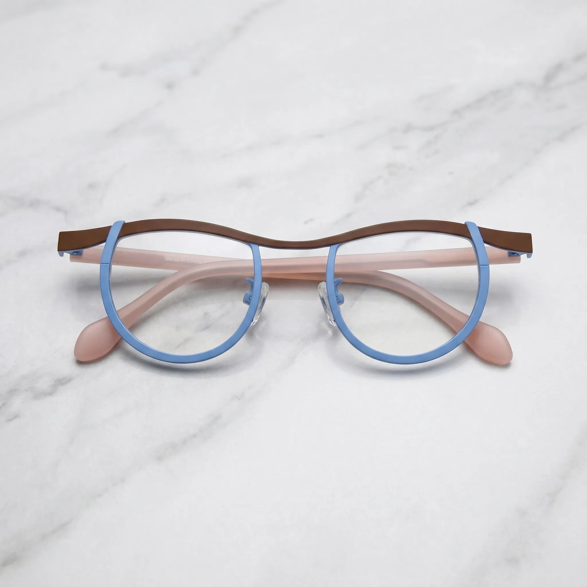 Barledear Cocoa Sky Blush eyeglasses folded display showing frame and temple design
