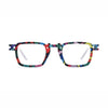 Barledear Confetti White Mosaic eyeglasses front view with lightweight geometric square titanium full-rim frame and adjustable nose pads