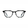 Barledear Crimson Noir eyeglasses front view with black geometric titanium square frame and contrast red temple detail