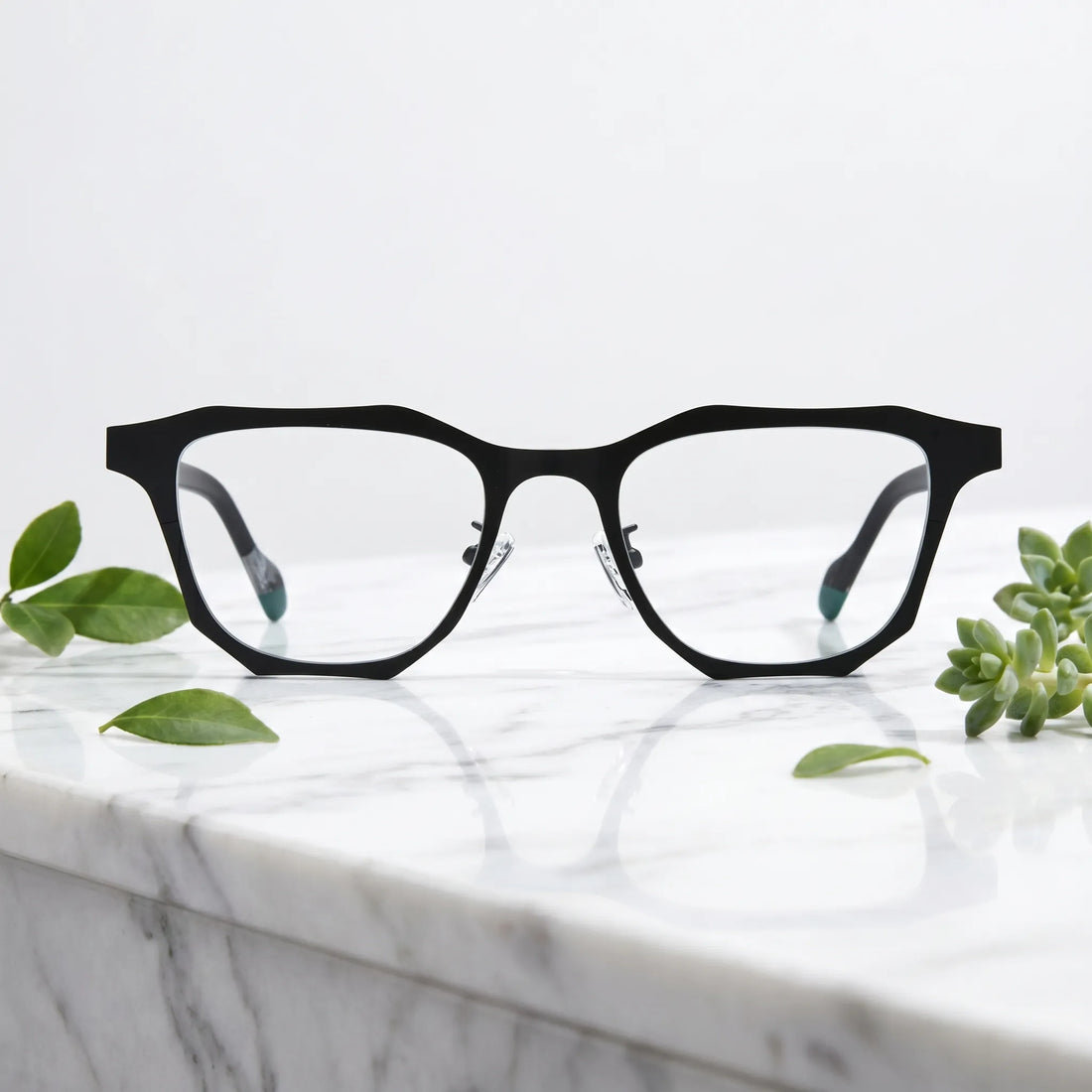 Barledear Crimson Noir eyeglasses shown in a clean lifestyle front view with bold black full-rim square frame