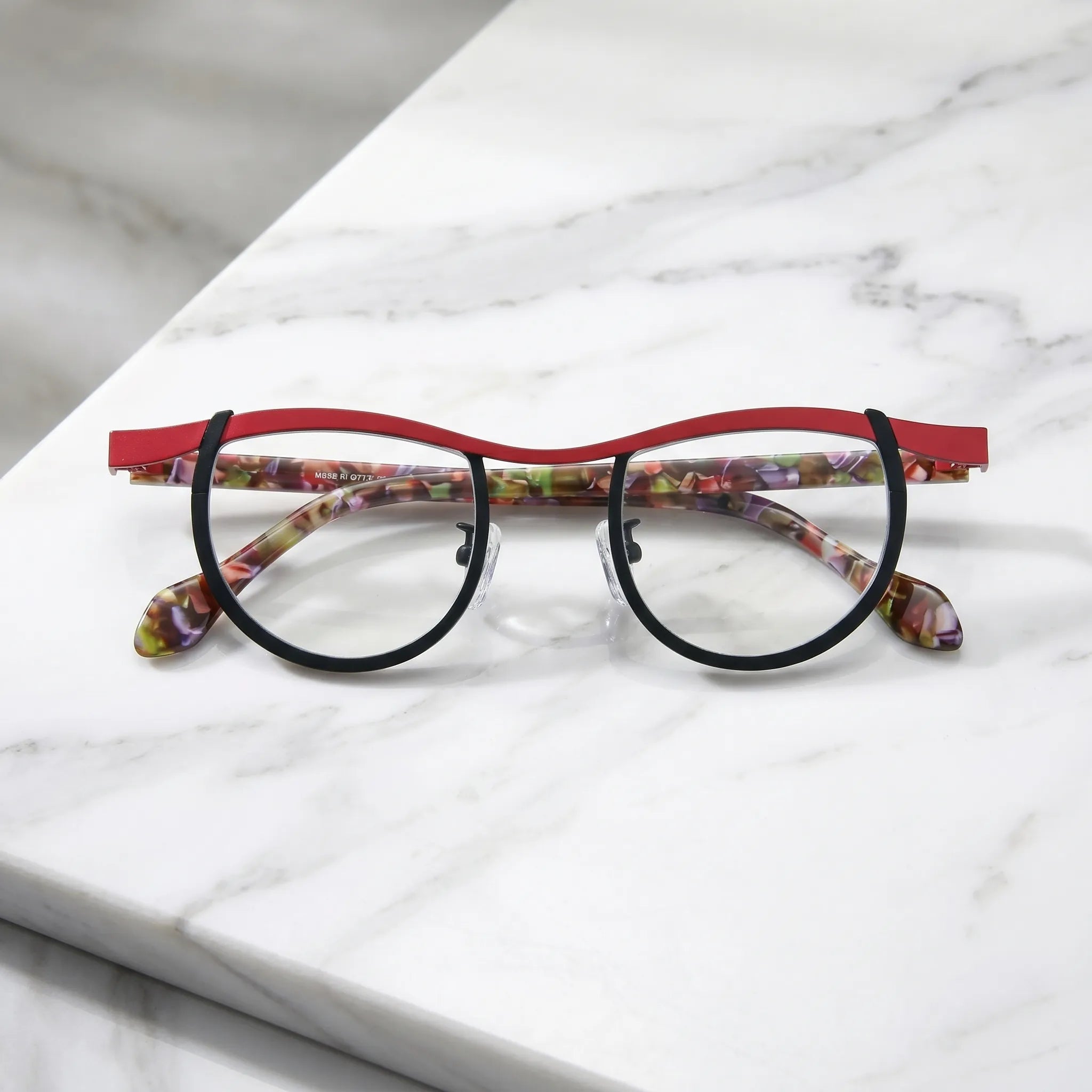 Barledear Crimson Noir Tortoise eyeglasses folded display showing frame and temple design