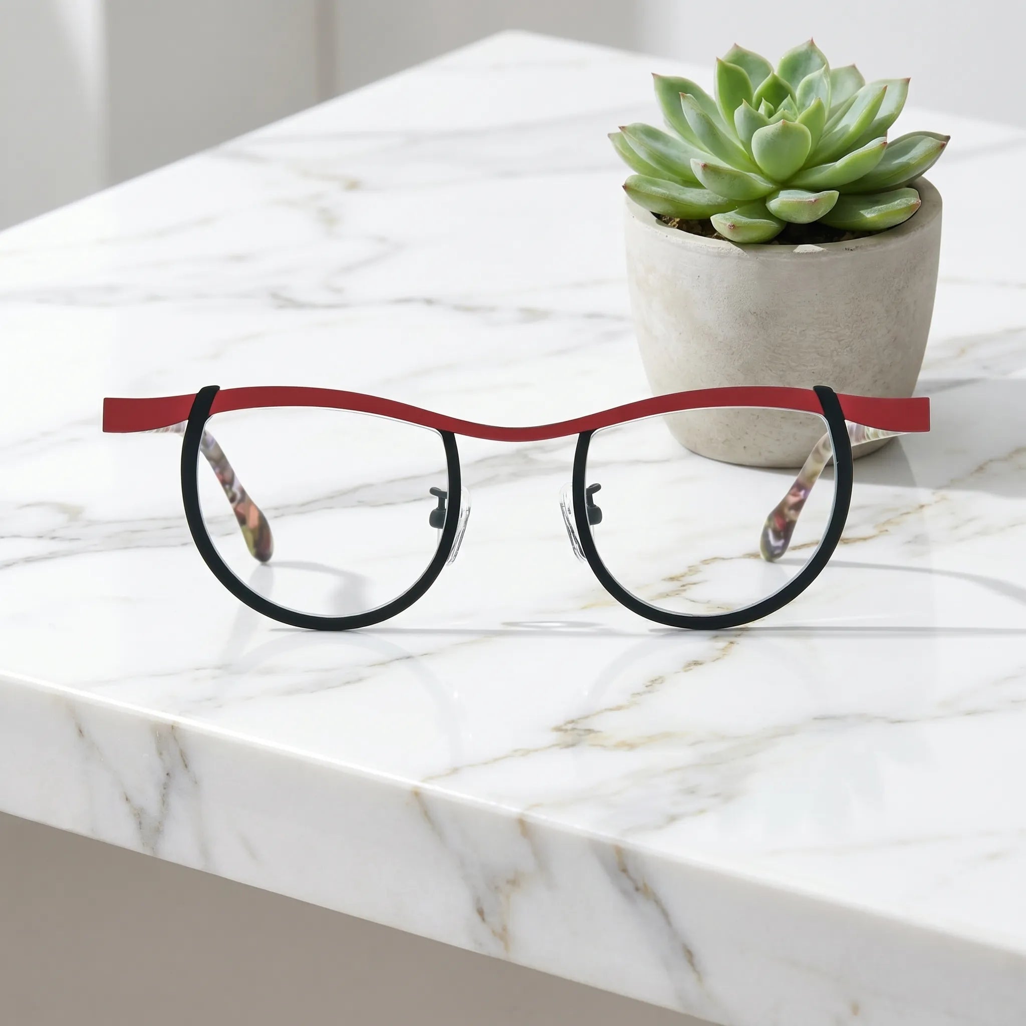 Barledear Crimson Noir Tortoise eyeglasses shown in a clean lifestyle front view
