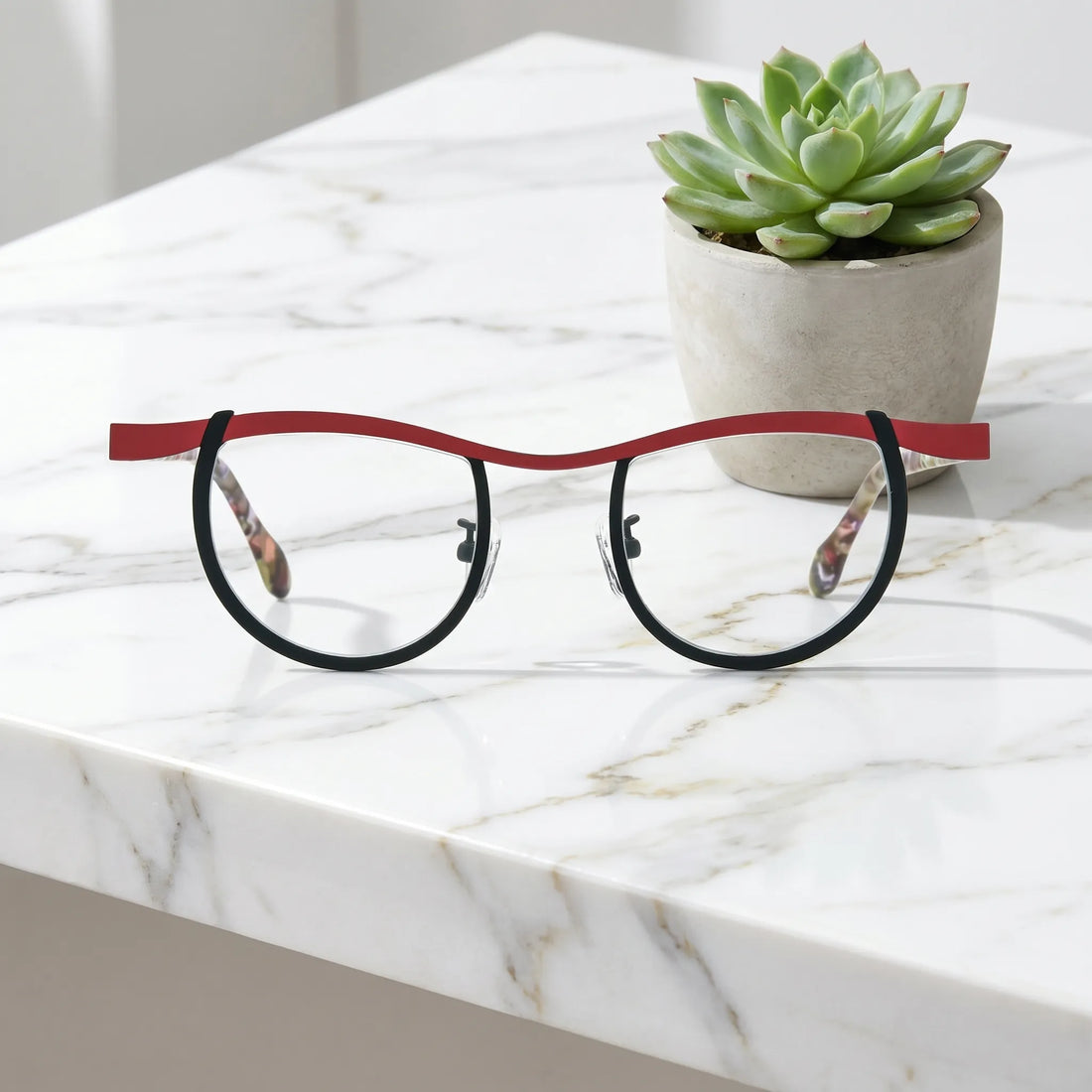 Barledear Crimson Noir Tortoise eyeglasses shown in a clean lifestyle front view