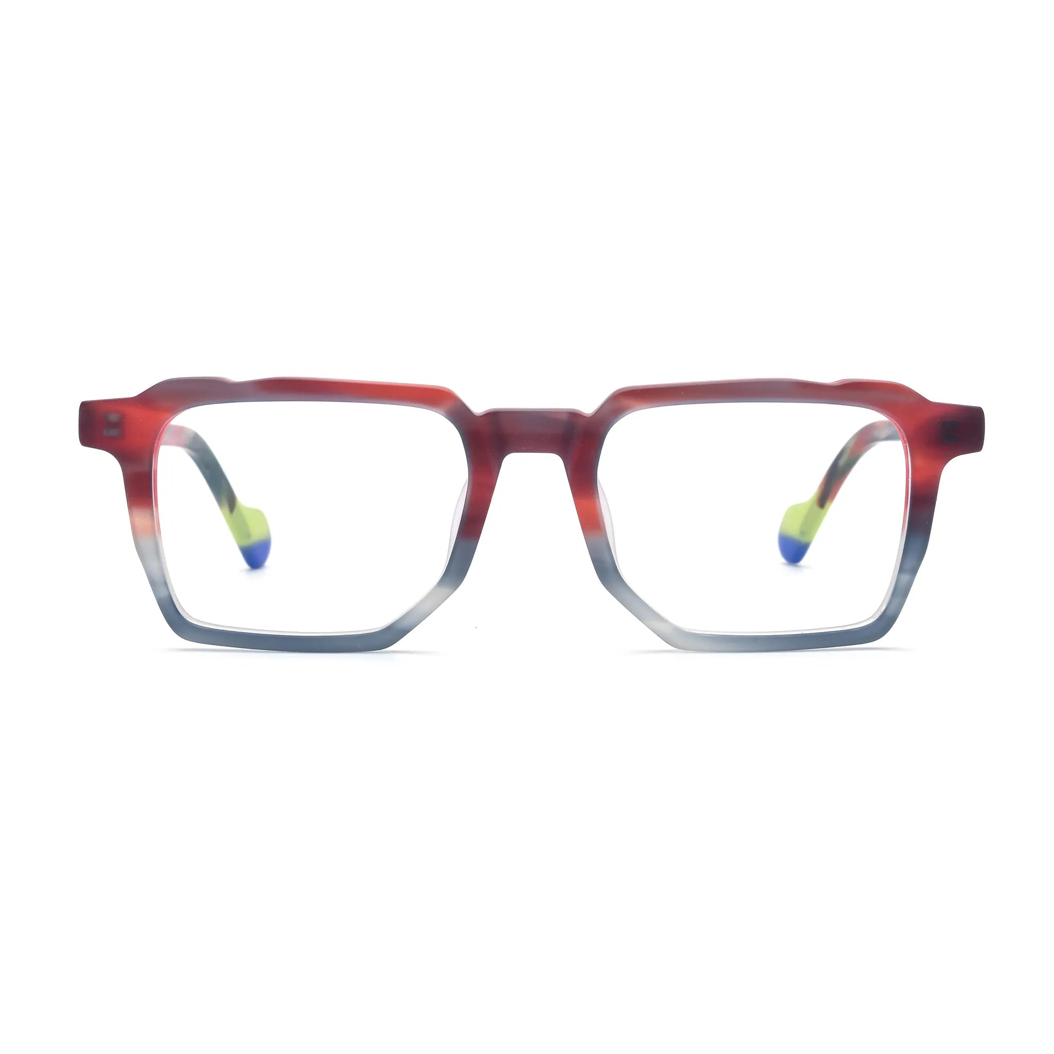 Barledear Crimson Smoke square acetate eyeglasses front view with a matte red and smoke gray frame