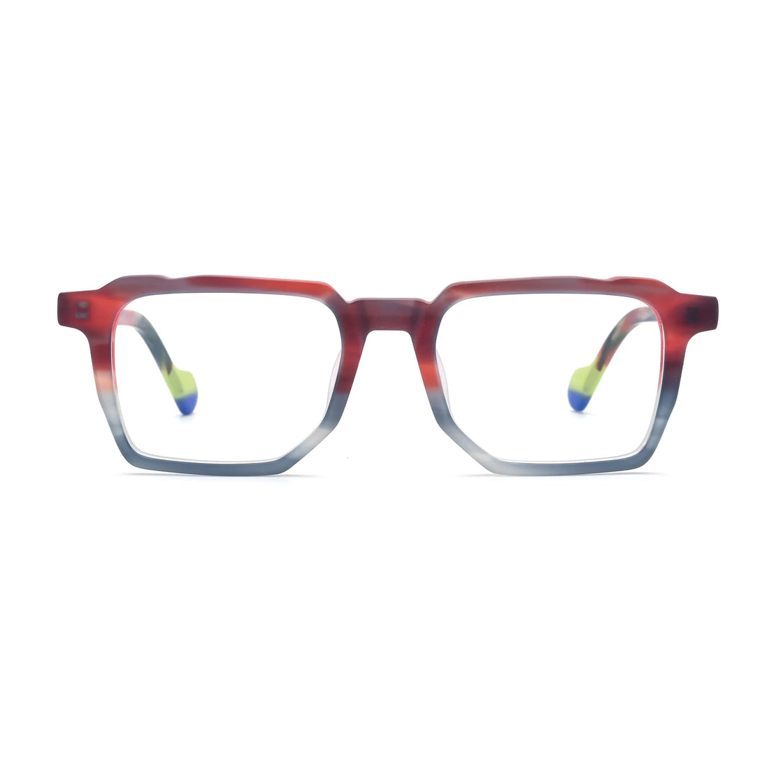 Barledear Crimson Smoke square acetate eyeglasses front view with a matte red and smoke gray frame