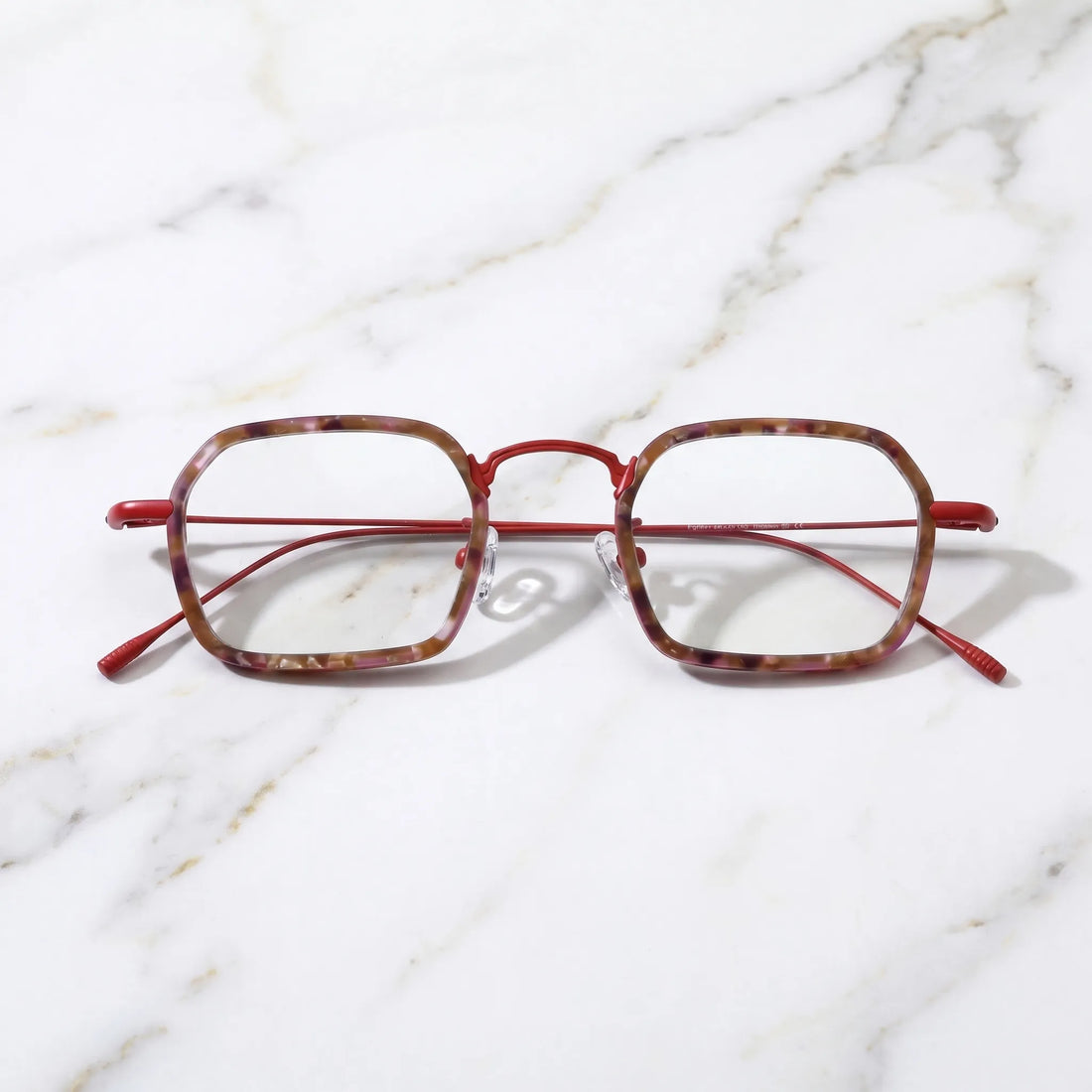 Barledear Crimson Tortoise Red eyeglasses folded display showing frame and temple design
