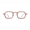 Barledear Crimson Tortoise Red eyeglasses front view with lightweight geometric acetate titanium frame