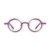 Barledear Crimson Violet round pure titanium eyeglasses front view with a lightweight two-tone full-rim frame
