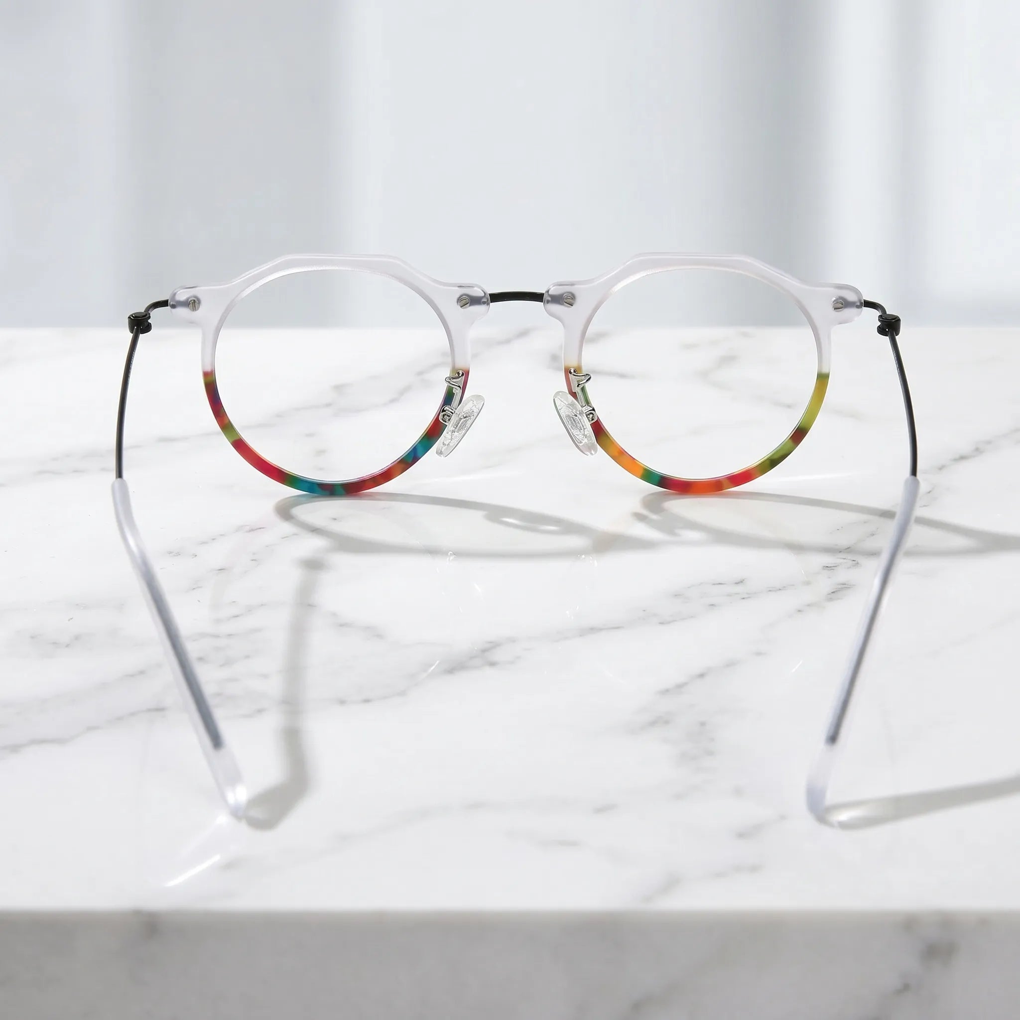 Barledear Crystal Rainbow eyeglasses back view showing temple shape full-rim structure and comfortable fit