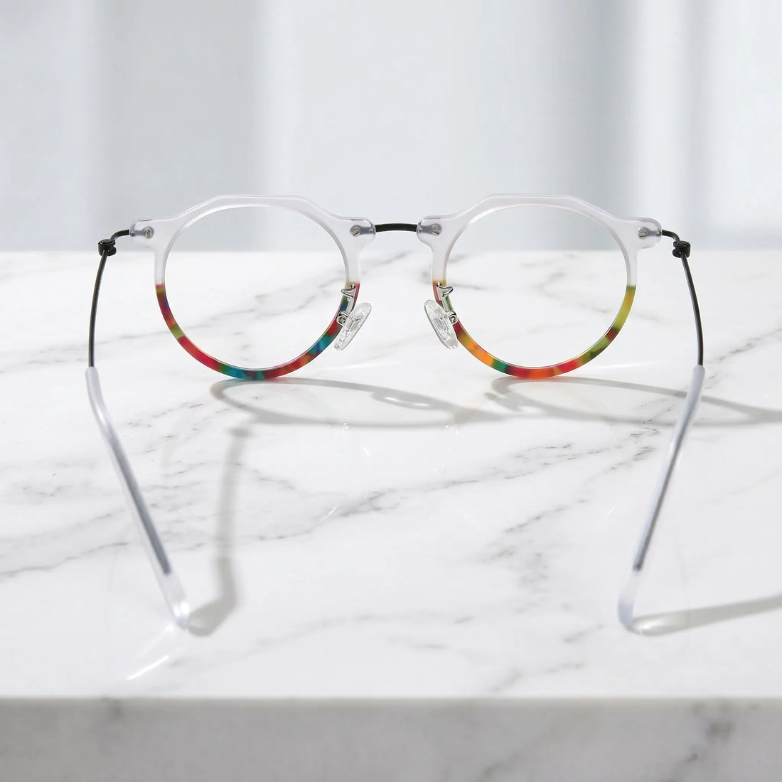 Barledear Crystal Rainbow eyeglasses back view showing temple shape full-rim structure and comfortable fit