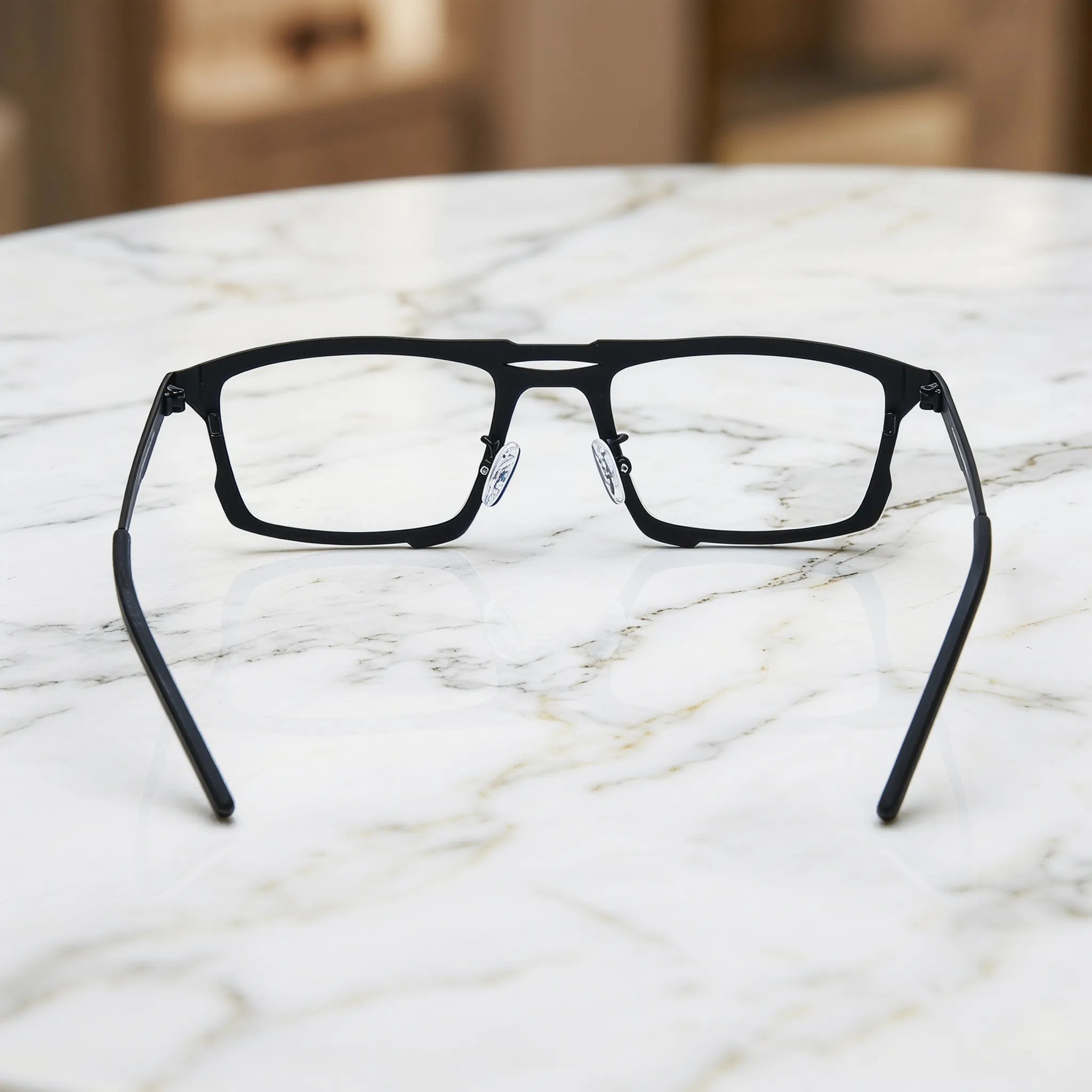 Barledear Electric Ivy Black eyeglasses back view showing full-rim square frame structure and curved temple tips
