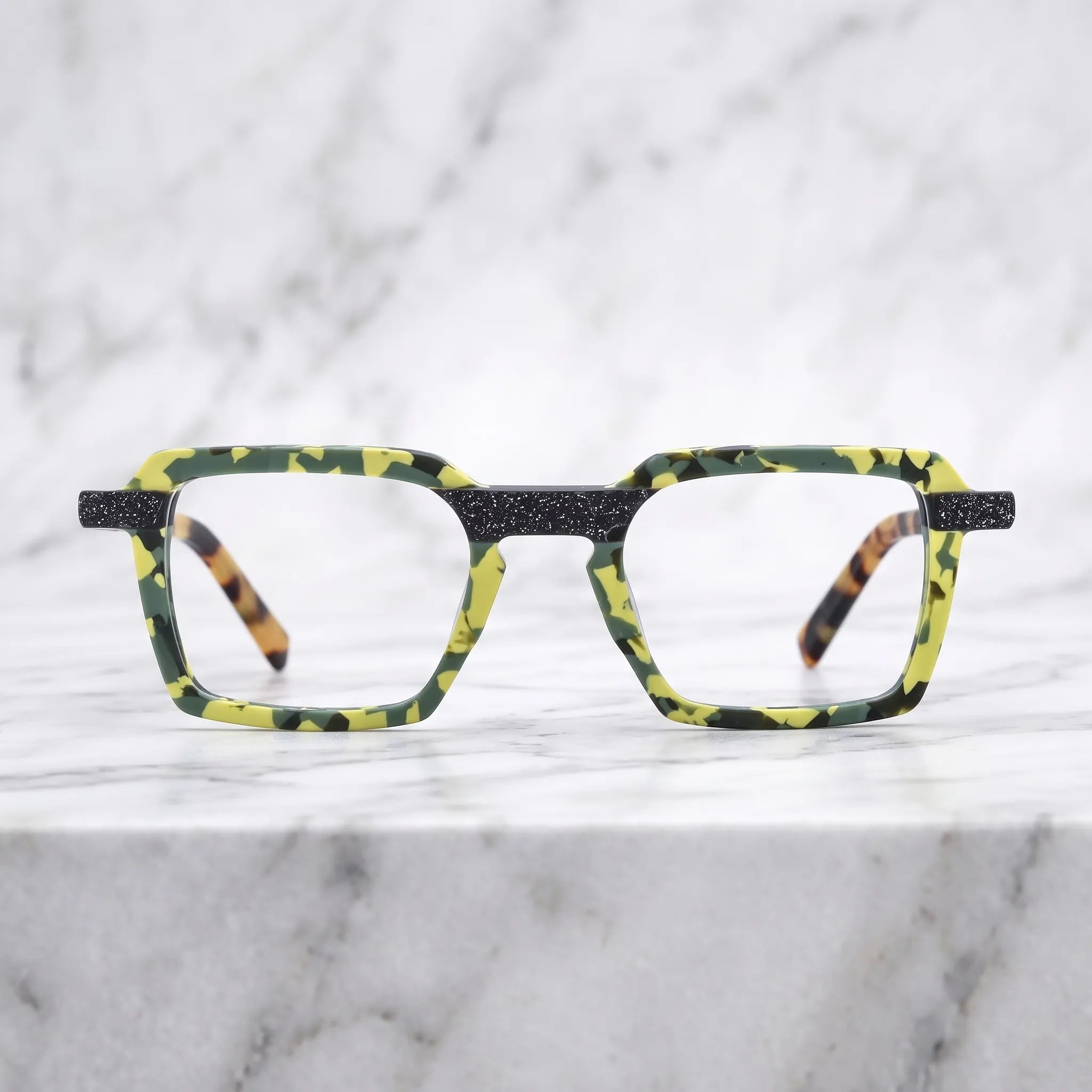 Barledear Electric Moss Tortoise eyeglasses shown in a clean lifestyle front view