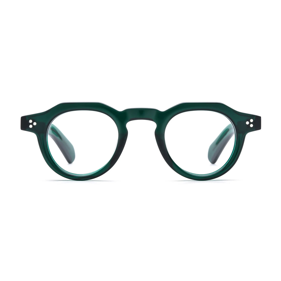 Barledear Forest Emerald retro geometric acetate eyeglasses with translucent emerald acetate and a sculpted keyhole bridge