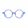 Barledear Frosted Iris Blue round acetate eyeglasses front view with lightweight full-rim frame and playful frosted blue finish
