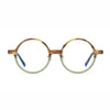Barledear Frosted Sage Tortoise round acetate eyeglasses front view with lightweight full-rim frame and soft frosted finish