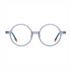Barledear Frosted Smoke Ember round acetate eyeglasses front view with lightweight full-rim frame and soft frosted gray finish