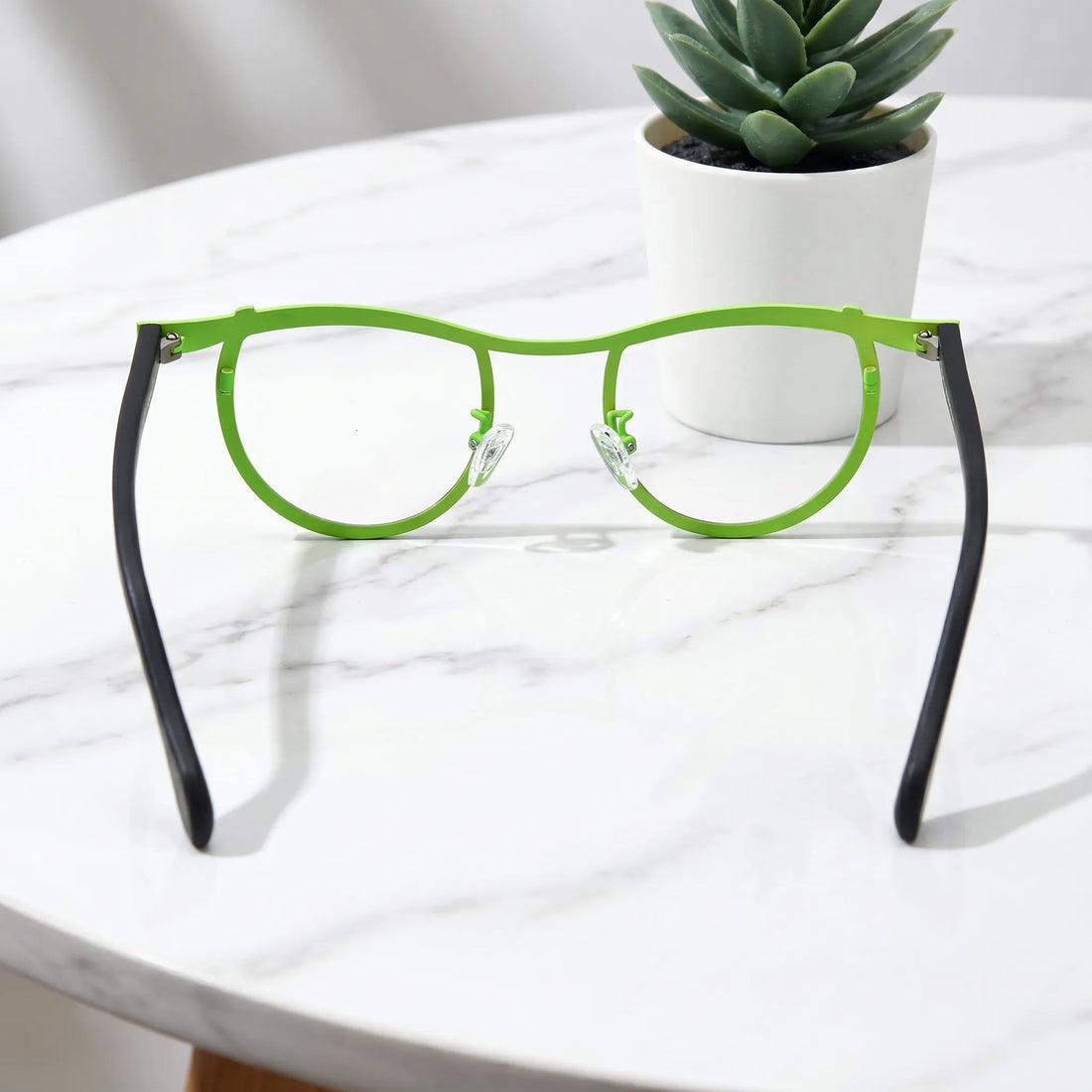 Barledear Fuchsia Lime Noir eyeglasses back view showing temple shape and frame structure