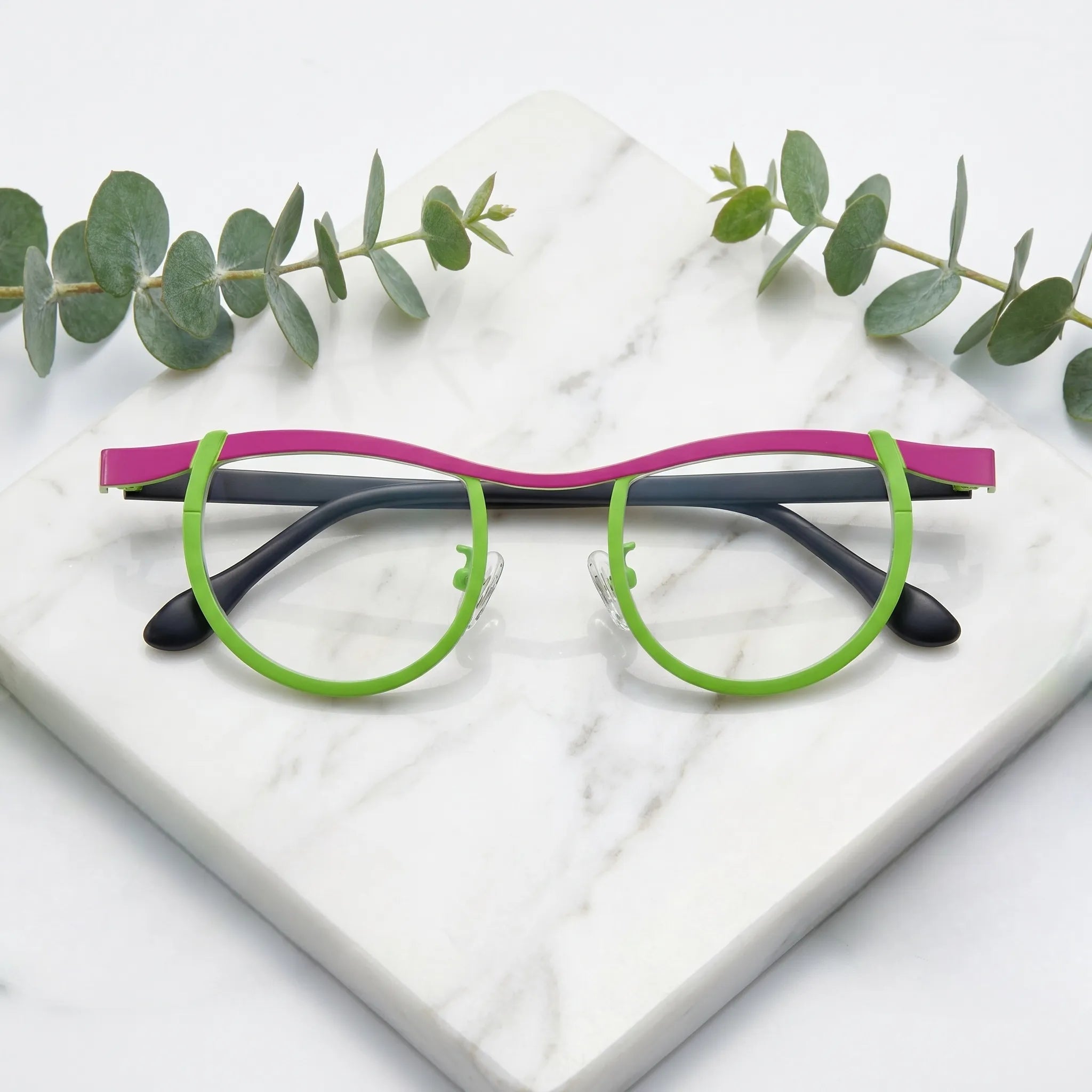 Barledear Fuchsia Lime Noir eyeglasses folded display showing frame and temple design