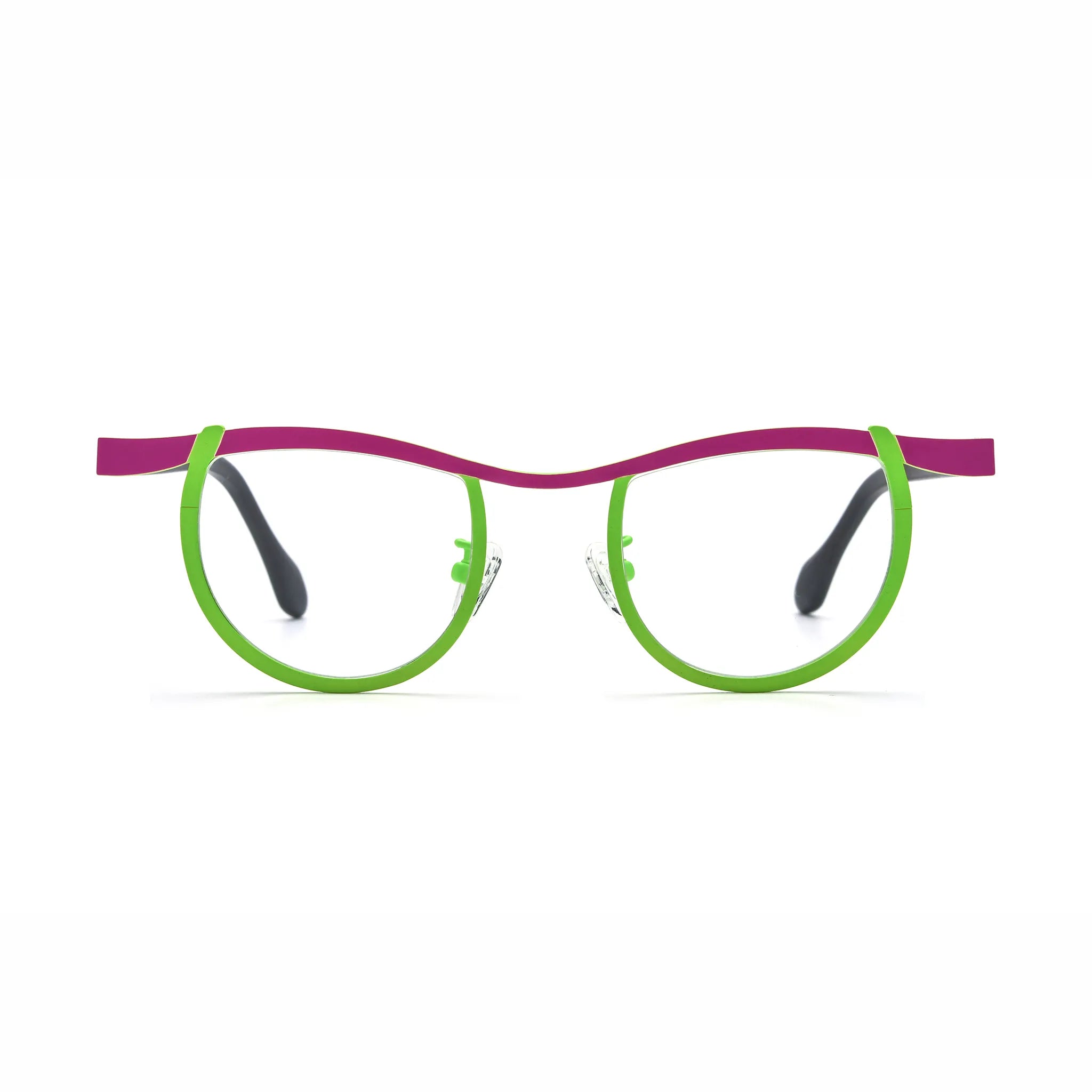 Barledear Fuchsia Lime Noir eyeglasses front view with lightweight butterfly titanium frame