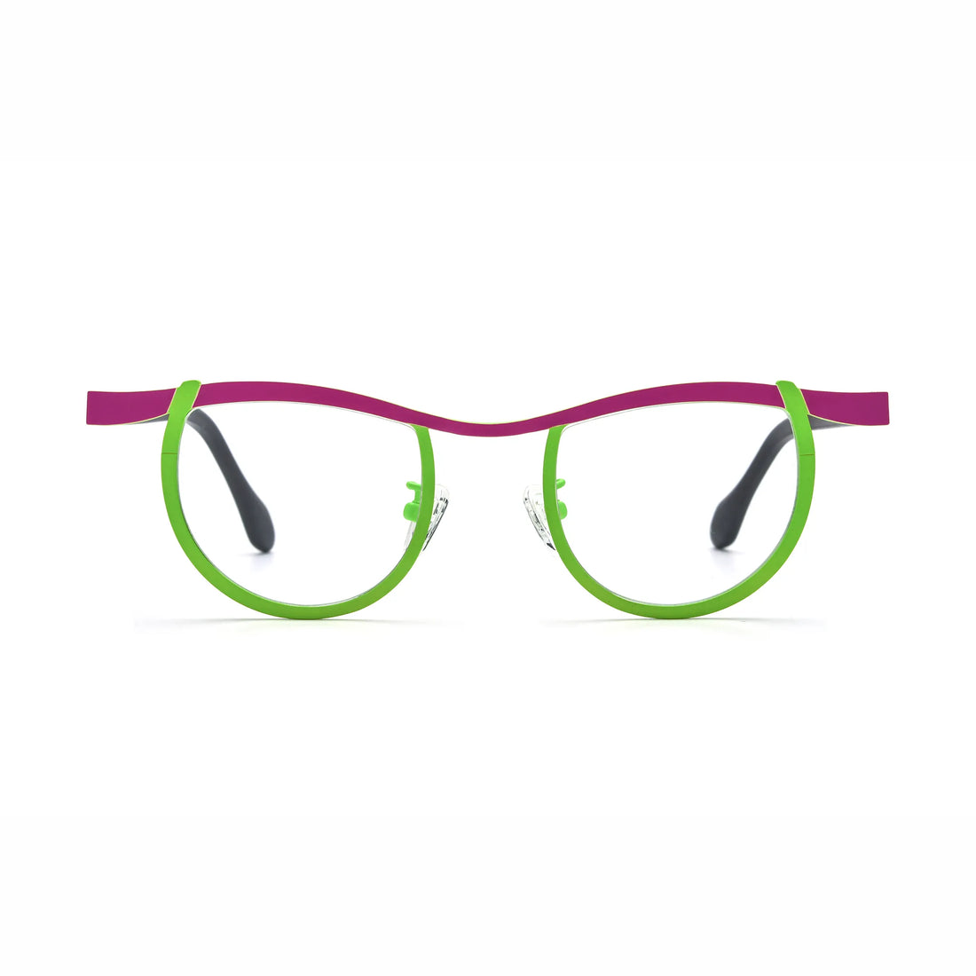 Barledear Fuchsia Lime Noir eyeglasses front view with lightweight butterfly titanium frame