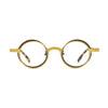 Barledear Golden Walnut round pure titanium eyeglasses front view with a lightweight two-tone full-rim frame