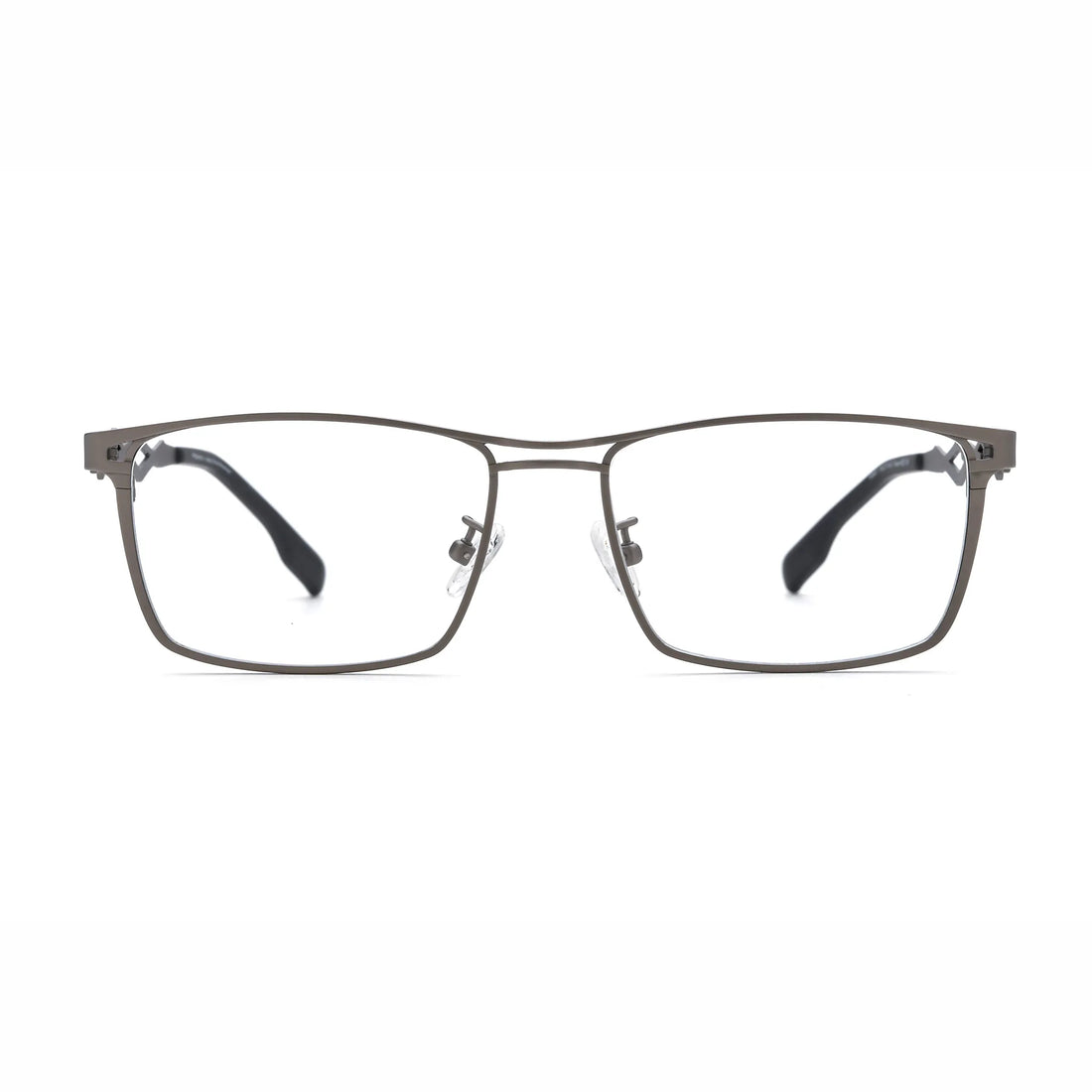 Barledear Graphite Gunmetal eyeglasses front view with lightweight pure titanium square frame and clean