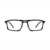 Barledear Graphite Noir eyeglasses front view with lightweight square pure titanium frame and futuristic geometric line detailing