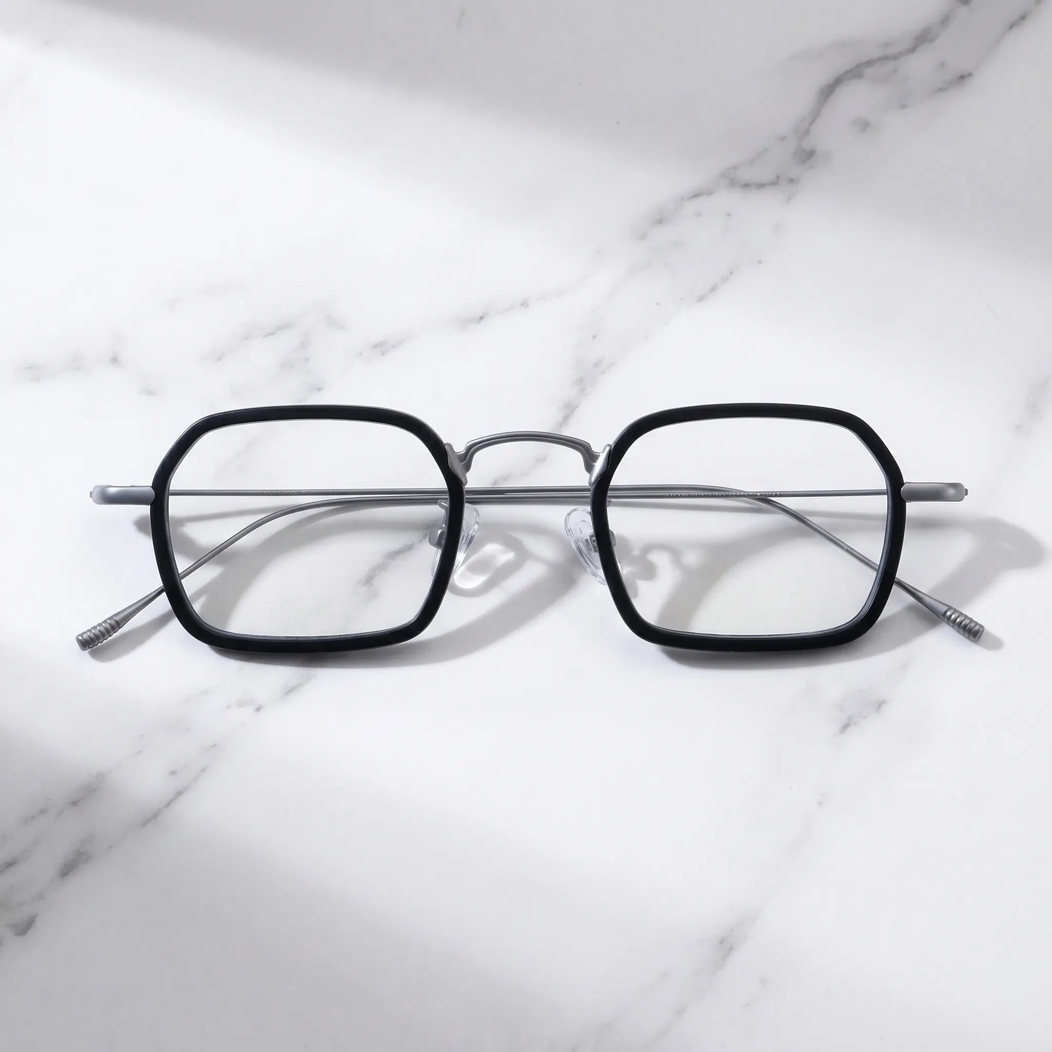 Barledear Graphite Titanium Silver eyeglasses folded display showing frame and temple design