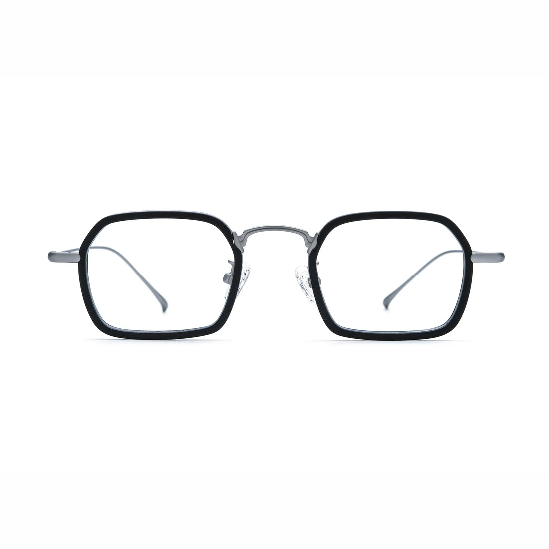 Barledear Graphite Titanium Silver eyeglasses front view with lightweight geometric acetate titanium frame