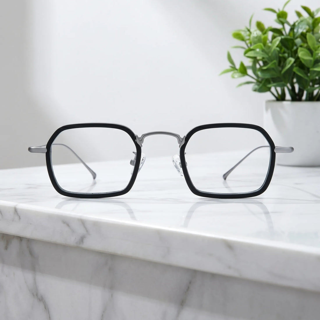 Barledear Graphite Titanium Silver eyeglasses shown in a clean lifestyle front view
