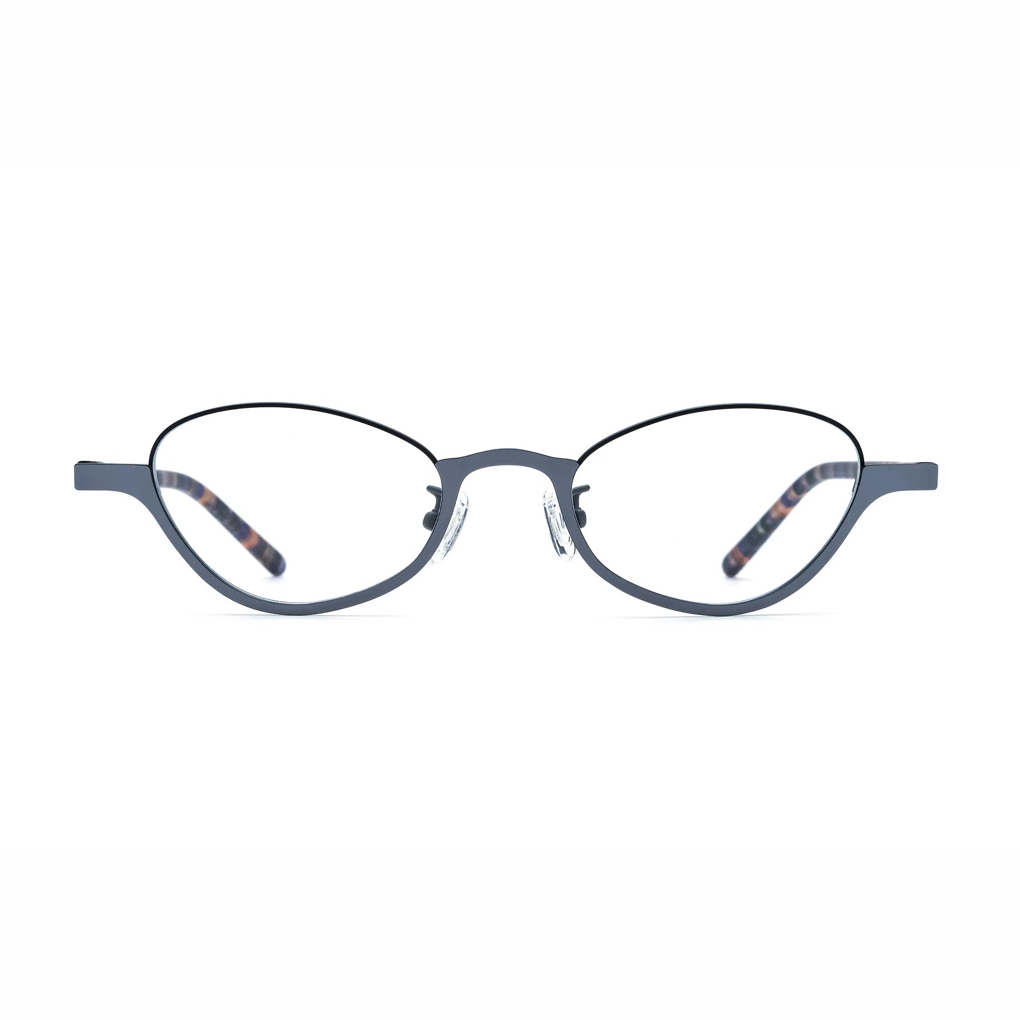Barledear Graphite Tortoise oval titanium eyeglasses front view with gray titanium front and tortoise-patterned temples