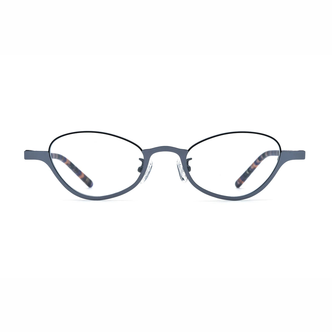 Barledear Graphite Tortoise oval titanium eyeglasses front view with gray titanium front and tortoise-patterned temples