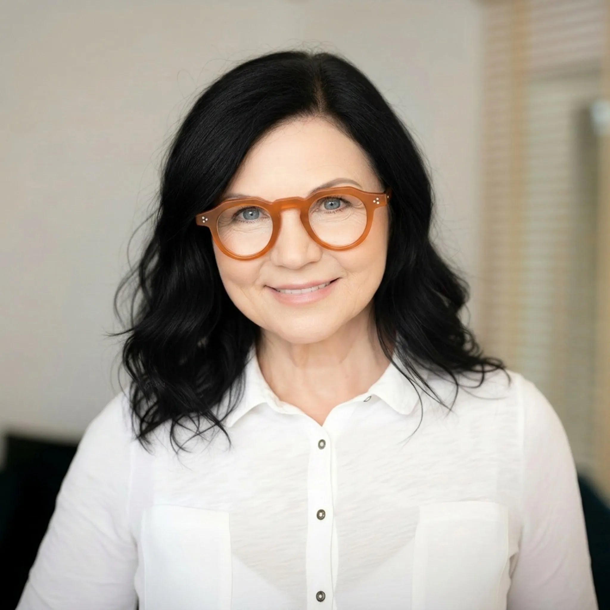Barledear Honey Amber retro geometric acetate eyeglasses in a lifestyle portrait