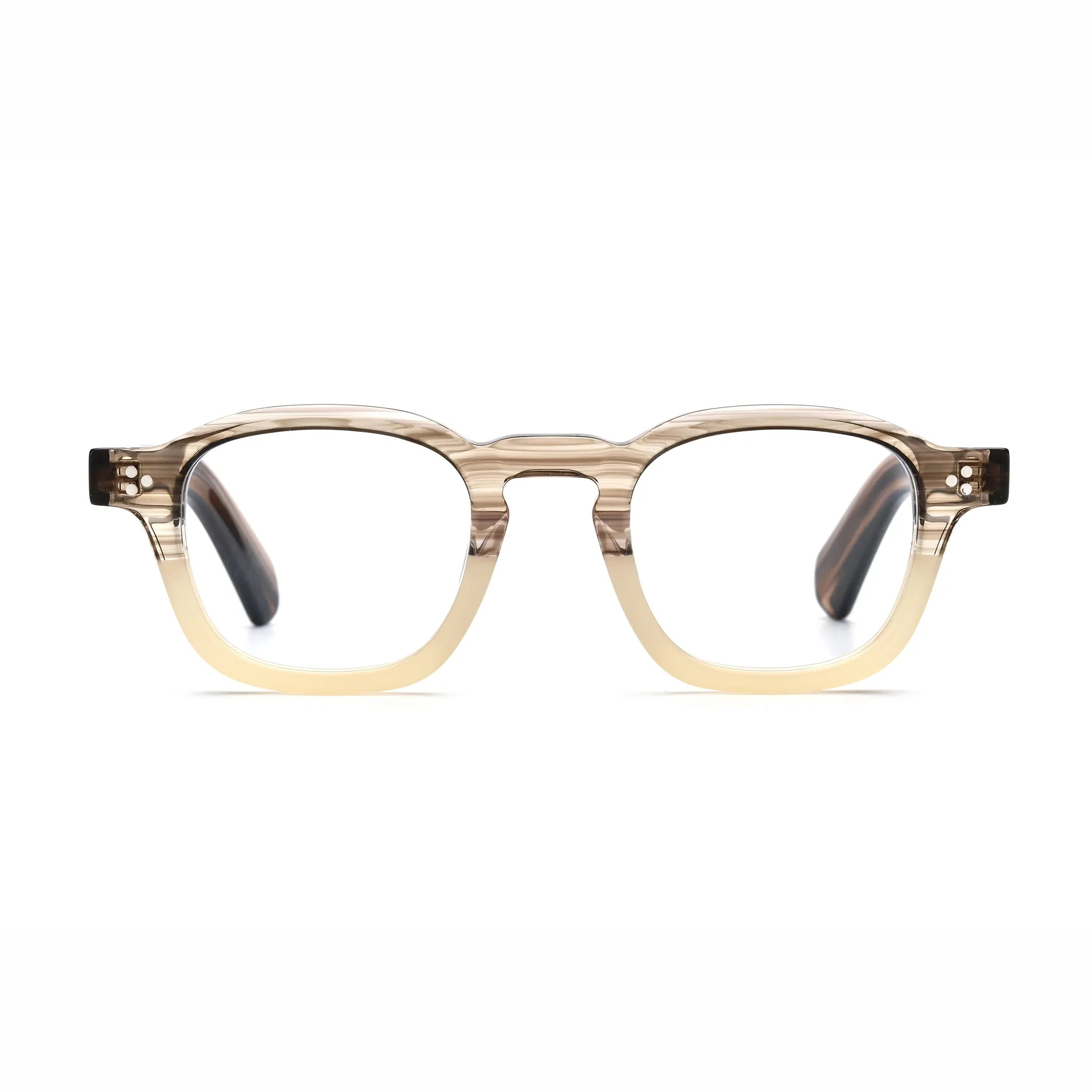 Barledear Honey Crystal Brown eyeglasses front view with lightweight retro square acetate frame