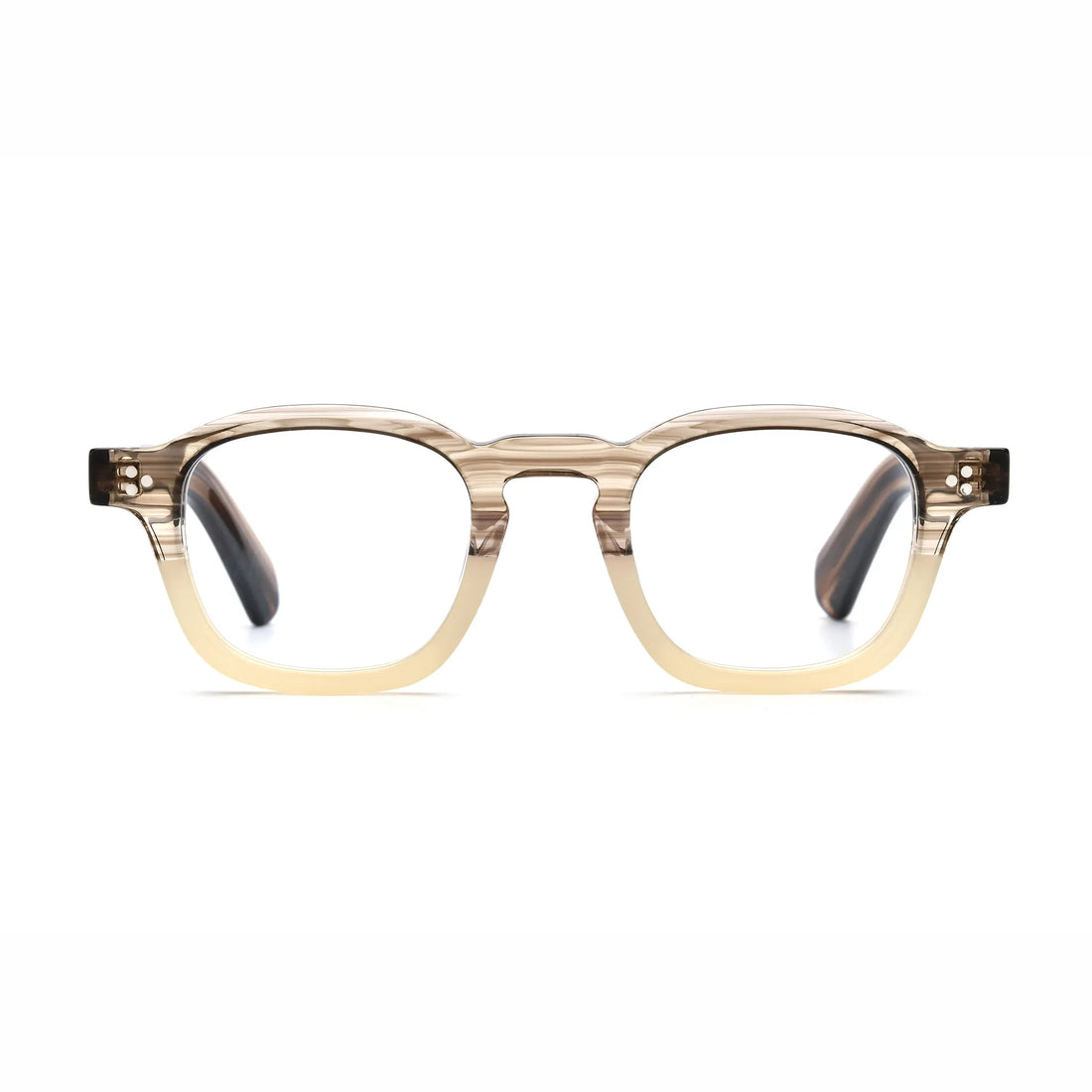 Barledear Honey Crystal Brown eyeglasses front view with lightweight retro square acetate frame