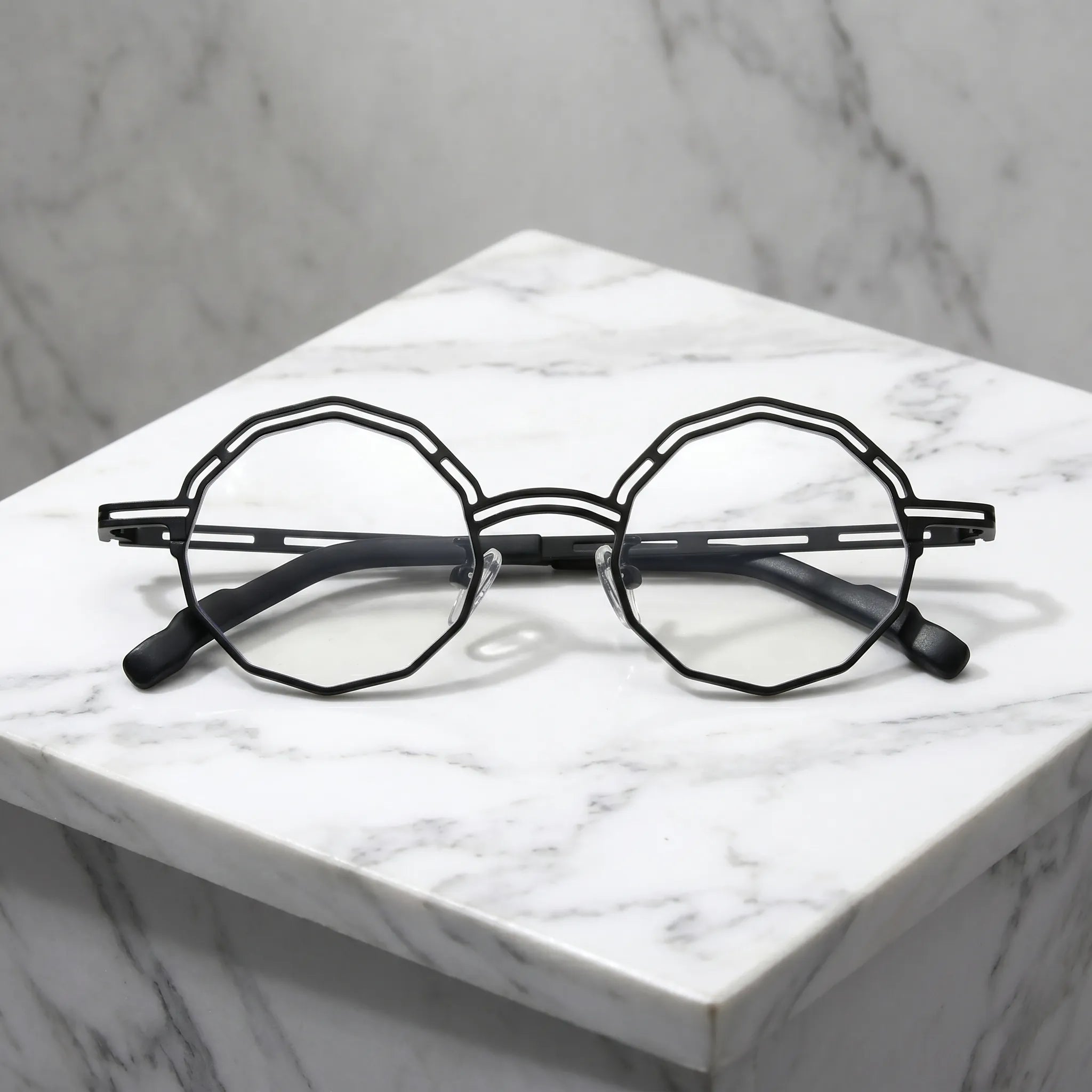 Barledear Ink Noir eyeglasses folded display showing frame and temple design