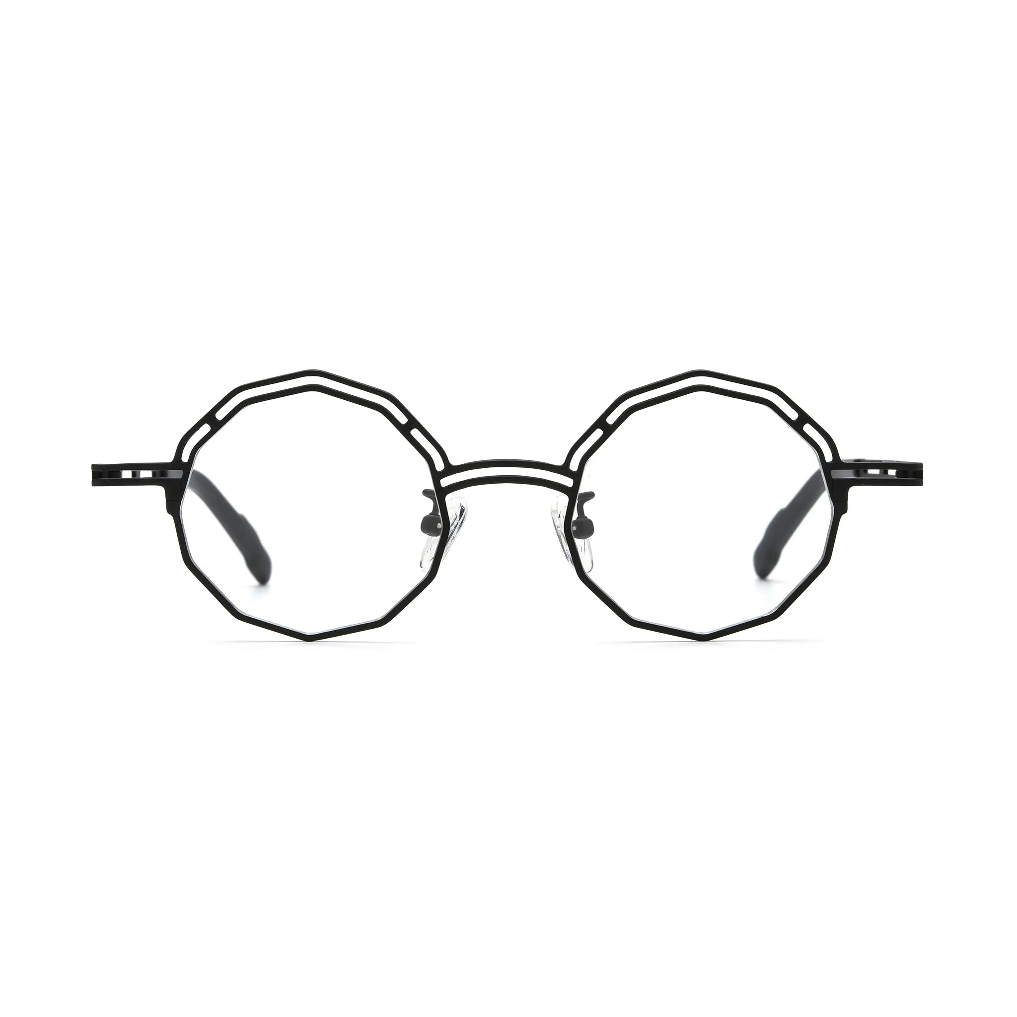 Barledear Ink Noir eyeglasses front view with lightweight octagonal pure titanium frame