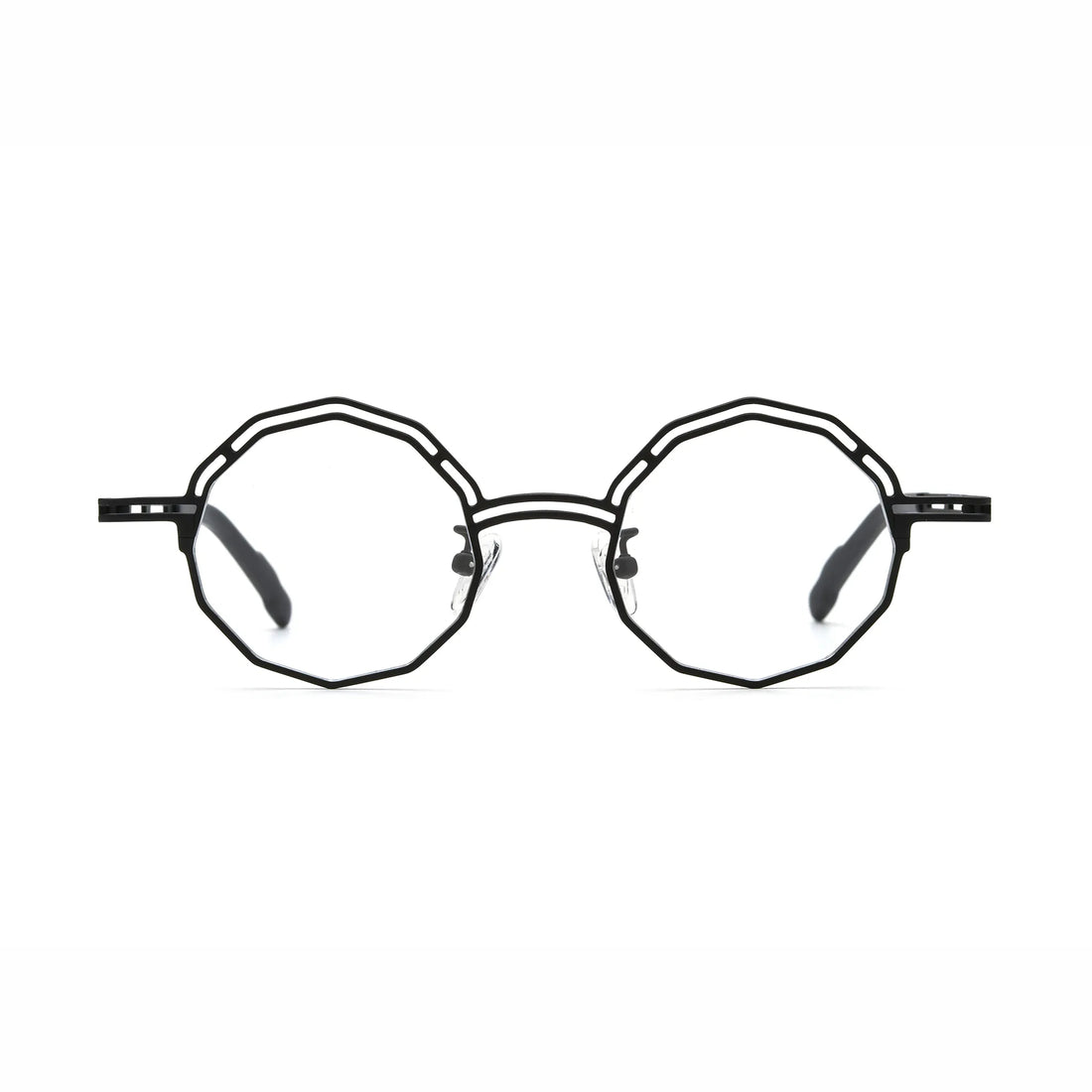 Barledear Ink Noir eyeglasses front view with lightweight octagonal pure titanium frame