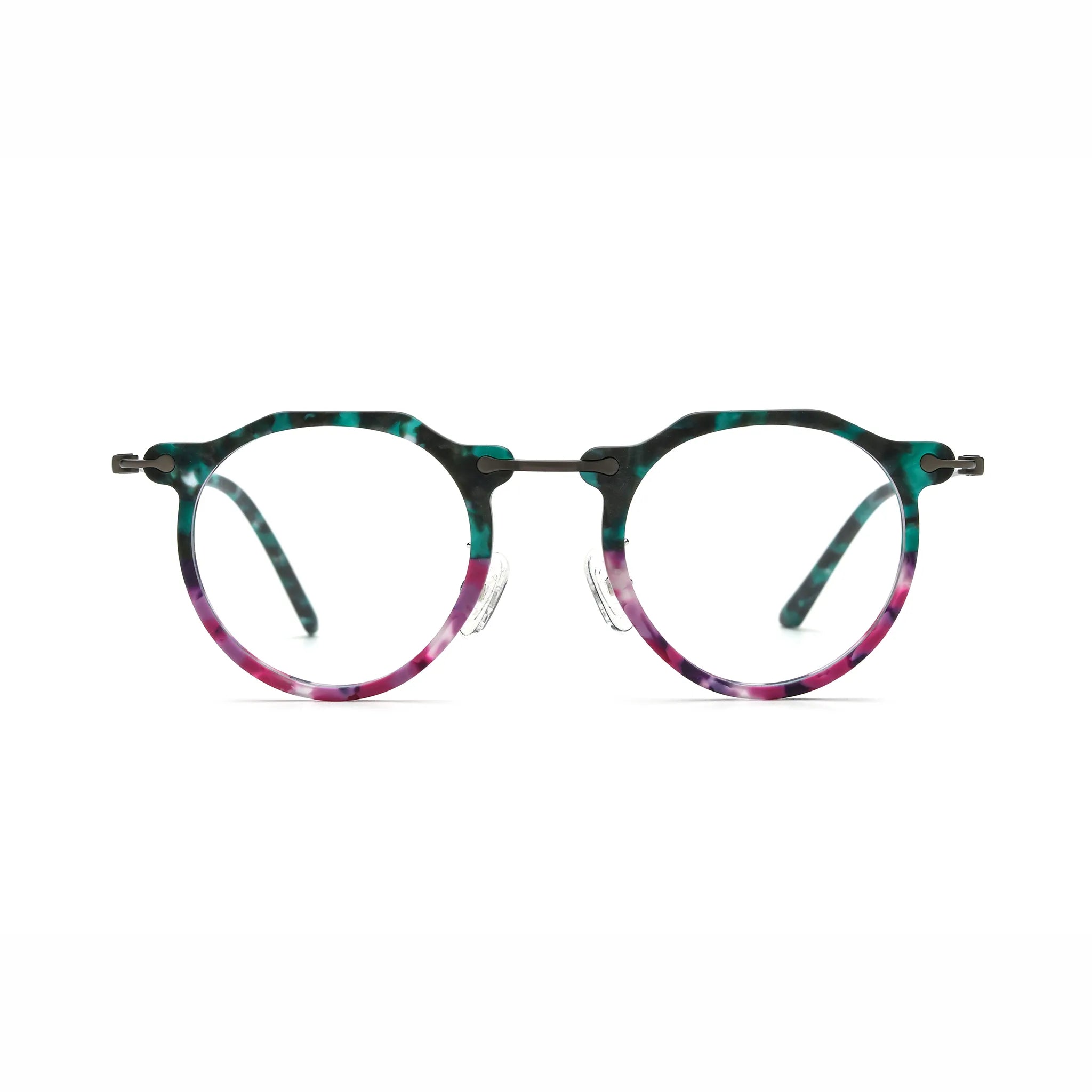 Barledear Jade Violet eyeglasses front view with lightweight retro oval acetate metal full-rim frame