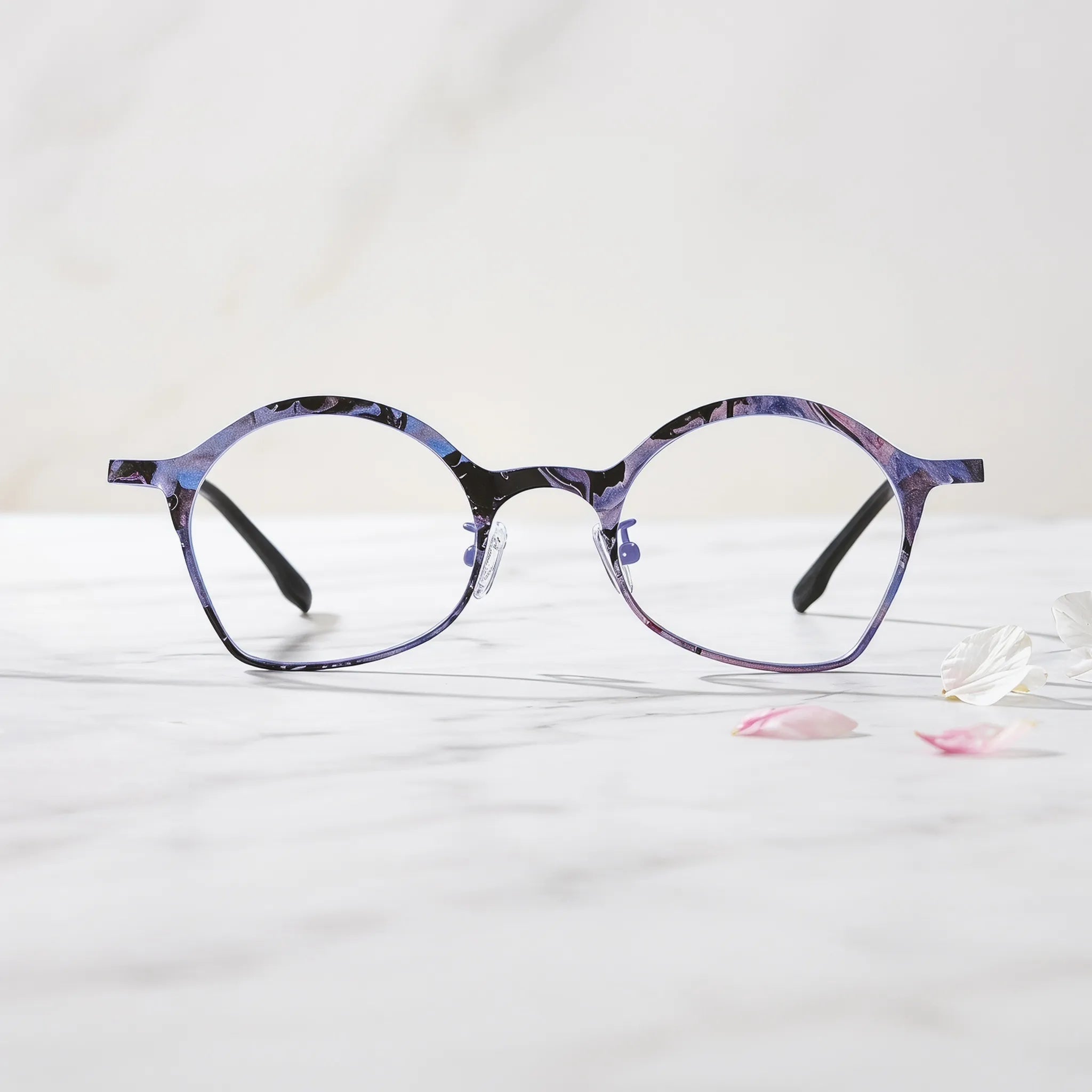 Barledear Lavender Ink Purple eyeglasses shown in a clean lifestyle front view