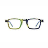 Barledear Lime Cobalt Mosaic eyeglasses front view with lightweight geometric square titanium full-rim frame and adjustable nose pads