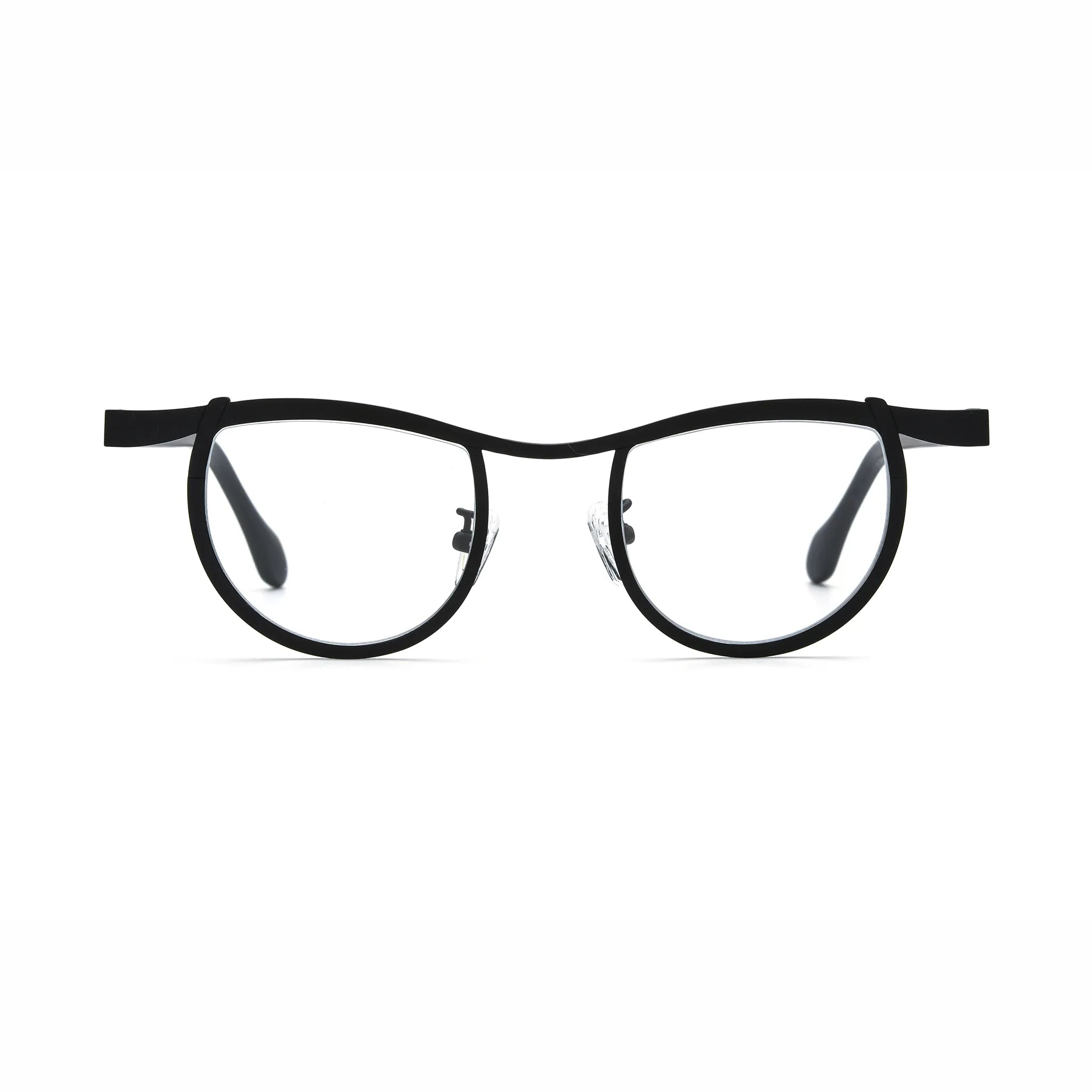 Barledear Matte Charcoal Black eyeglasses front view with lightweight butterfly titanium frame