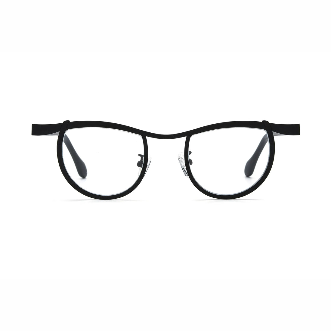 Barledear Matte Charcoal Black eyeglasses front view with lightweight butterfly titanium frame