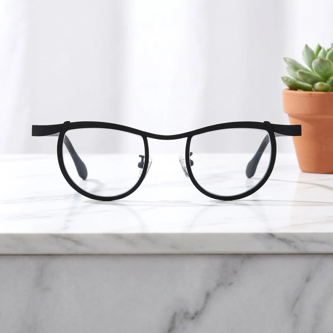 Barledear Matte Charcoal Black eyeglasses shown in a clean lifestyle front view