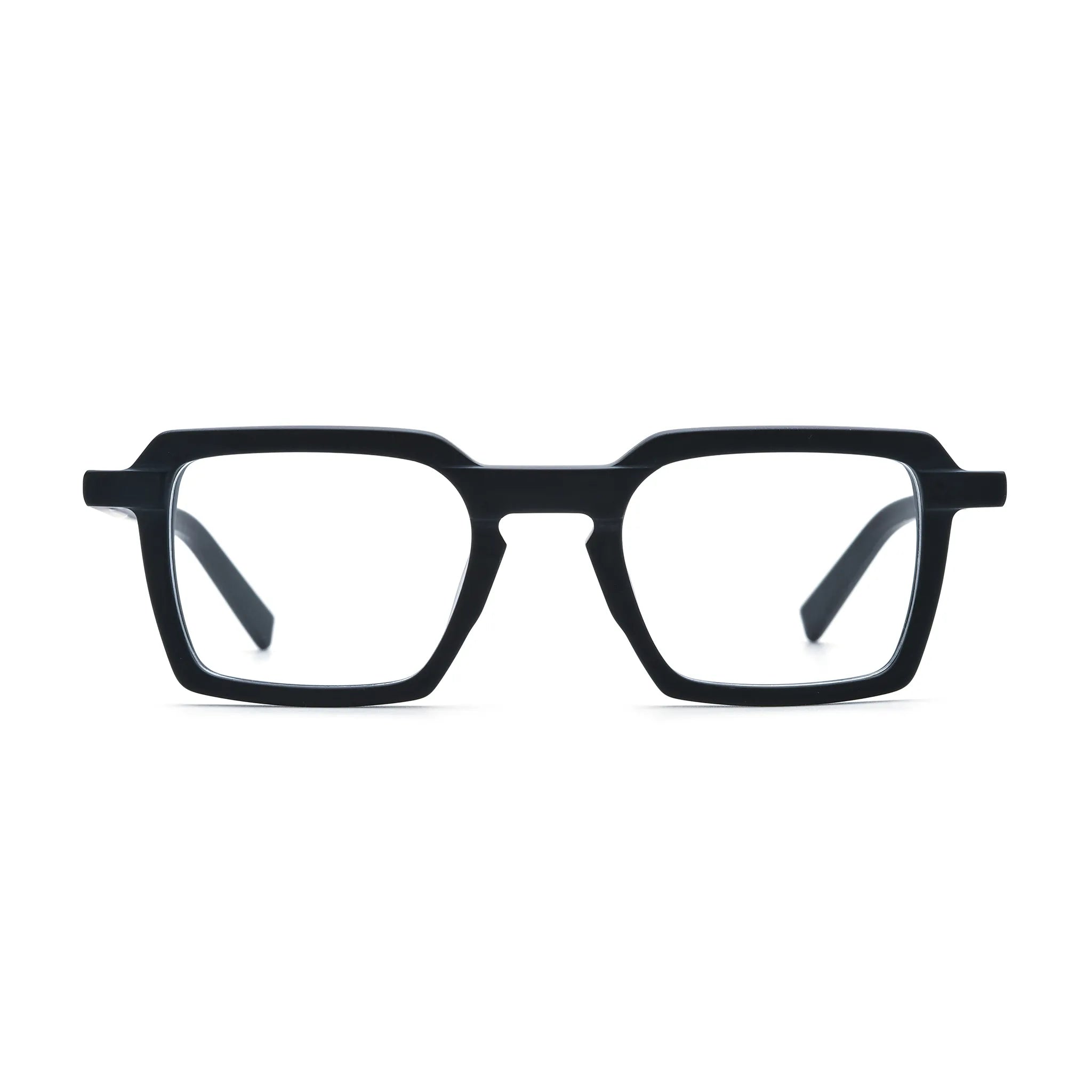 Barledear Matte Onyx square eyeglasses front view with a solid matte black acetate frame
