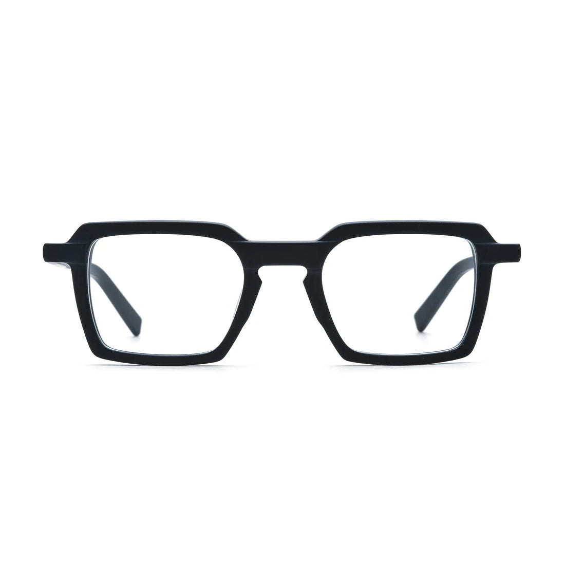 Barledear Matte Onyx square eyeglasses front view with a solid matte black acetate frame