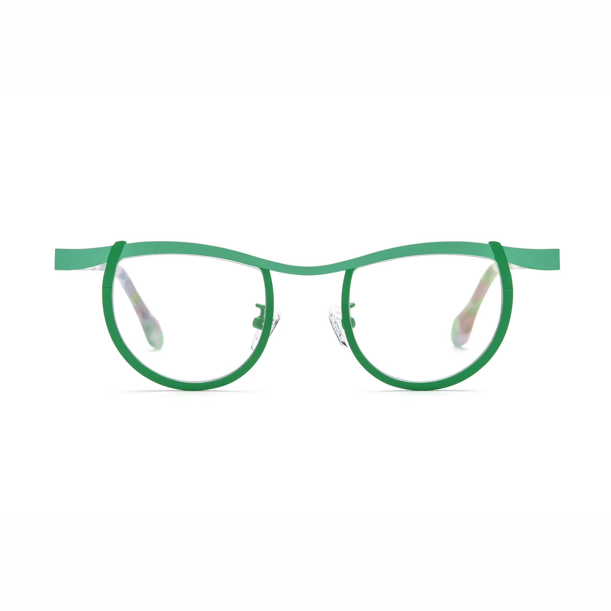 Barledear Meadow Clear Green eyeglasses front view with lightweight butterfly titanium frame