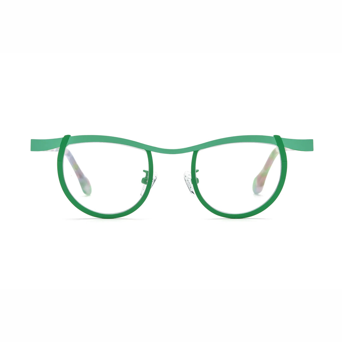Barledear Meadow Clear Green eyeglasses front view with lightweight butterfly titanium frame