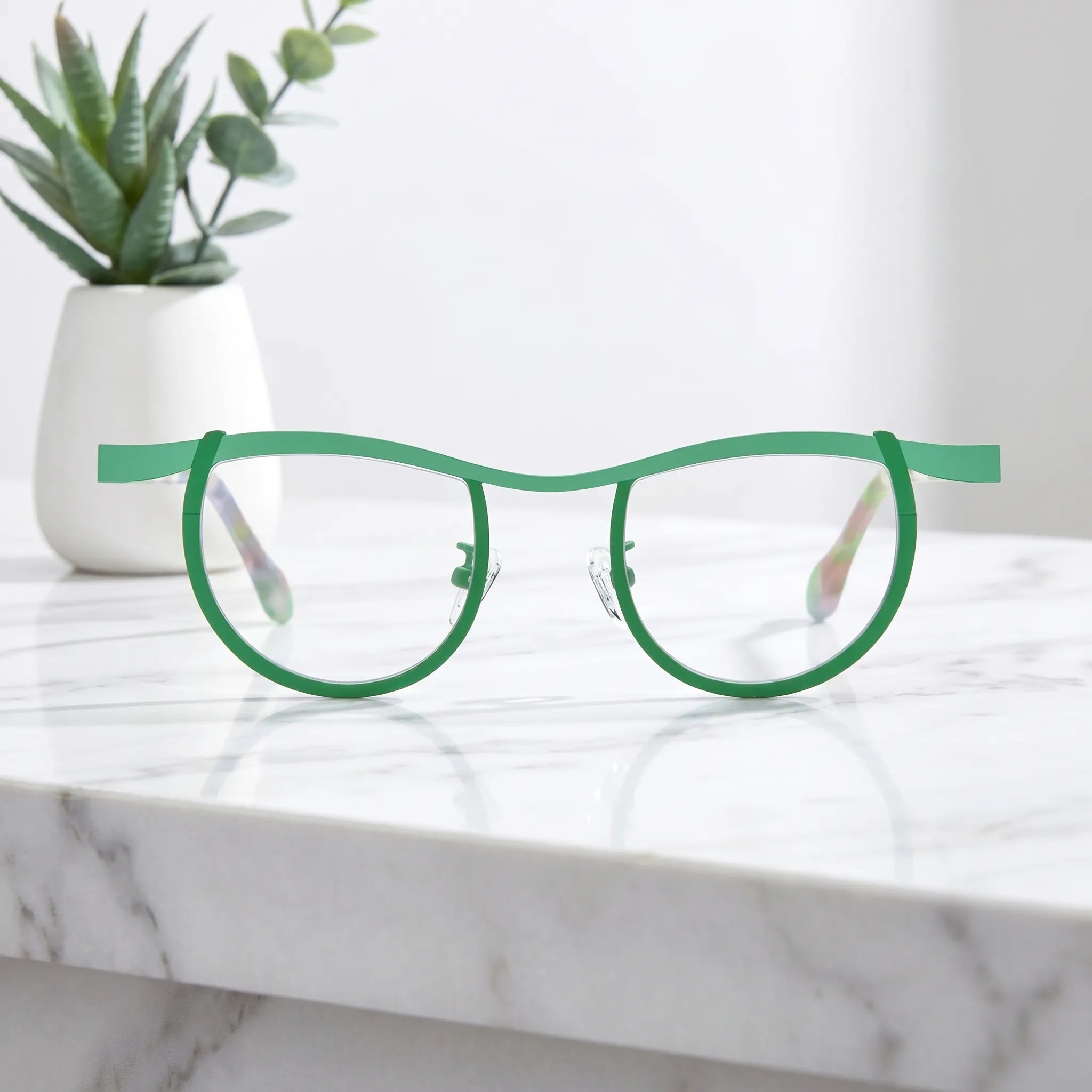 Barledear Meadow Clear Green eyeglasses shown in a clean lifestyle front view