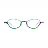 Barledear Meadow Jade oval titanium eyeglasses front view with green frame accents and translucent patterned temples